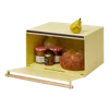 Yamazaki Home Bread Box - Two Styles, Steel + Wood, Horizontal, Supports 22.2 Pounds, Handle, No Assembly In Yellow