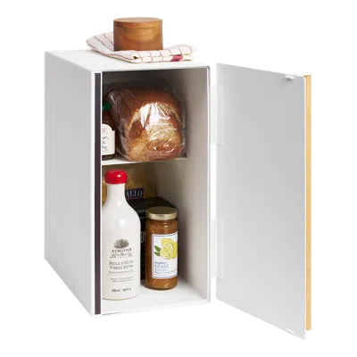 Yamazaki Home Bread Box - Two Styles, Steel + Wood, Vertical, Supports 4.4 Pounds, Handle, No Assembly In White