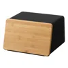 Yamazaki Home Bread Box With Cutting Board Lid, Steel + Wood, Lid, No Assembly In Black