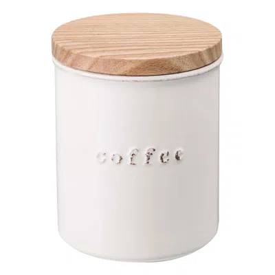 Yamazaki Home Ceramic Canister - Four Styles, Ceramic, Coffee, 15.25 Oz., 450 Ml, Airtight, Dishwasher Safe, Lid,  In White