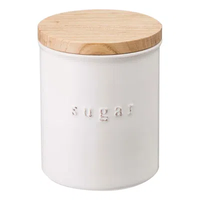 Yamazaki Home Ceramic Canister - Four Styles, Ceramic, Sugar, 15.25 Oz., 450 Ml, Airtight, Dishwasher Safe, Lid, N In White