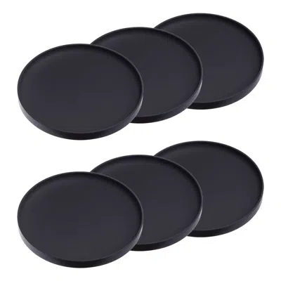 Yamazaki Home Coasters (set Of 6) - Two Styles, Silicone, Round, Dishwasher Safe, Lid, No Assembly In Black