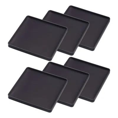 Yamazaki Home Coasters (set Of 6) - Two Styles, Silicone, Square, Dishwasher Safe, Lid, No Assembly In Black