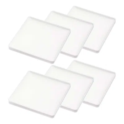 Yamazaki Home Coasters (set Of 6) - Two Styles, Silicone, Square, Dishwasher Safe, Lid, No Assembly In White