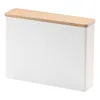 Yamazaki Home Coffee Filter Case - Size 04, Steel + Wood, #4 Coffee Filters, Lid, No Assembly In White