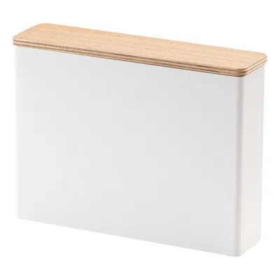 Yamazaki Home Coffee Filter Case - Size 04, Steel + Wood, #4 Coffee Filters, Lid, No Assembly In White