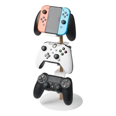 Yamazaki Home Controller Stand, Steel And Wood, Adjustable In White