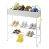 Yamazaki Home Entryway Storage Cart, Steel, Holds 6 Pairs Of Shoes, Wheels