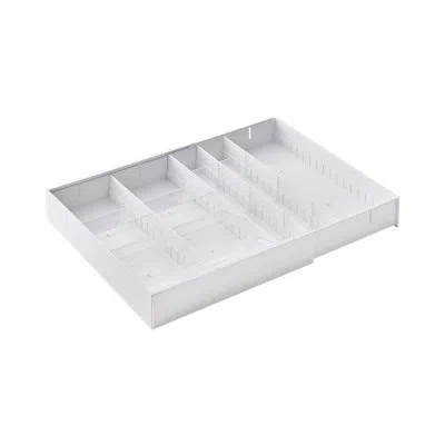 Yamazaki Home Expandable Cutlery Kitchen Utensils Storage Multi-compartment Silverware Organizer In White