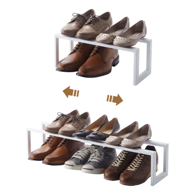 Yamazaki Home Expandable Shoe Rack - Two Sizes, Steel, Single, Holds 4 To 8 Shoes, Expandable