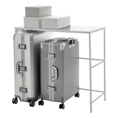 Yamazaki Home Expandable Suitcase Rack, Steel, Expandable In White