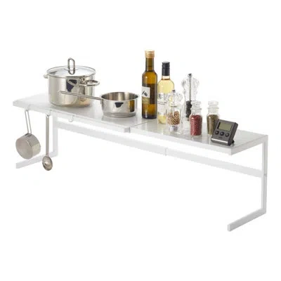 Yamazaki Home Expandable Support Rack - Kitchen Storage Shelf Organizer, Steel, Expandable In White