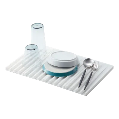 Yamazaki Home Folding Dish Drainer Mat And Trivet, Silicone, Collapsible, No Assembly In White