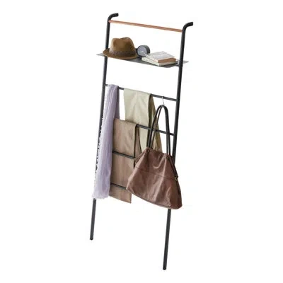 Yamazaki Home Leaning Ladder With Shelf, Space Saving, Steel In Black