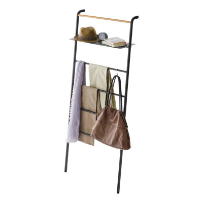 Yamazaki Home Leaning Storage Ladder - Two Styles, Steel, Shelf, Supports 33 Pounds