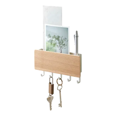 Yamazaki Home Magnetic Key Rack, Steel + Wood, Supports 2 Pounds, Magnetic
