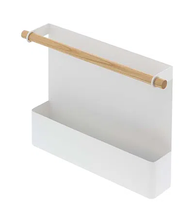 Yamazaki Home Magnetic Storage Pocket, Steel + Wood, Magnetic, No Assembly In White