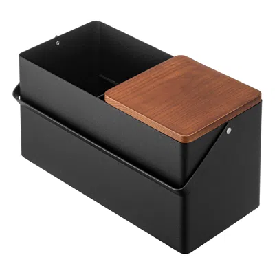 Yamazaki Home Makeup Organizer With Mirror, Steel + Wood, Supports 3.3 Pounds, Handle, Mirror, 1x Magnification, S