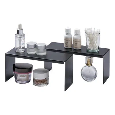Yamazaki Home Medicine Cabinet Riser [set Of 2], Steel, Holds 4.4 Lbs In Black