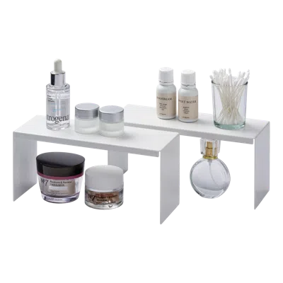 Yamazaki Home Medicine Cabinet Riser [set Of 2], Steel, Supports 4.4 Pounds In White