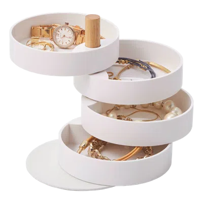 Yamazaki Home Open Top Stacked Jewelry Organizer - Two Sizes, Plastic + Wood, Small, No Assembly