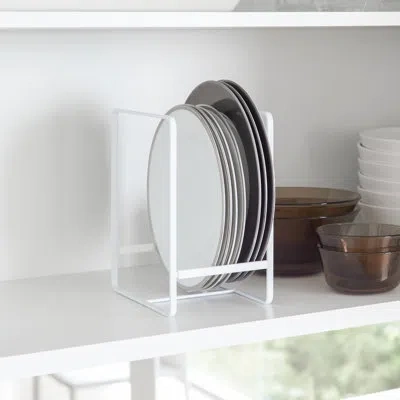 Yamazaki Home Plate Rack/dish Stand/dish Storage/plate Holder, Large, Steel, Large In White