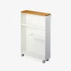 Yamazaki Home Rolling Slim Bathroom Cart With Handle In White In White