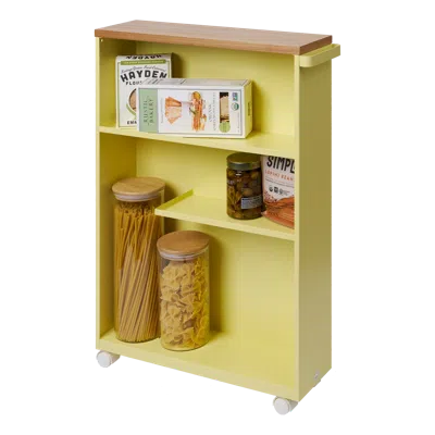 Yamazaki Home Rolling Storage Cart, Steel, Handle, Wheels, Minimal Assembly In Yellow