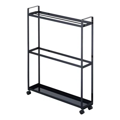 Yamazaki Home Rolling Towel Rack, Steel, Holds 4 Bath Towels, 1 Bath Mat, Supports 12.1 Pounds, Handles