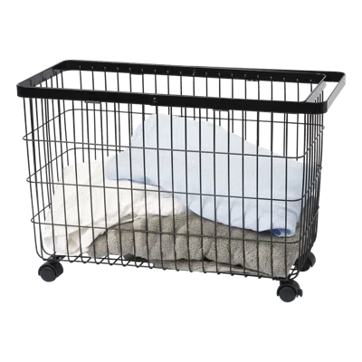 Yamazaki Home Rolling Wire Basket, Steel, 9.8 Gallons, 35 Liters, Supports 11 Pounds, Minimal Assembly