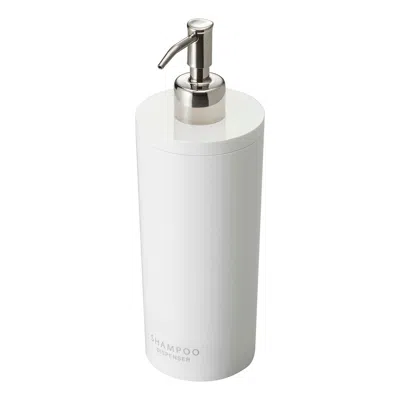 Yamazaki Home Round Shower Dispenser - Three Styles, Abs Plastic, Shampoo, 16.9 Fluid Oz., 500 Ml, Airtight, Slope In White