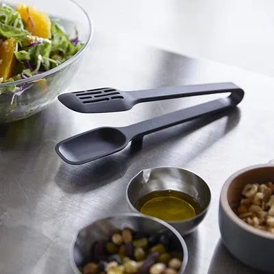 Yamazaki Home Silicone Tongs, Tongs, Silicone, Dishwasher Safe, Floating Design In Black