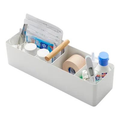 Yamazaki Home Slim Storage Box, Steel + Wood, Handle, Divider, No Assembly