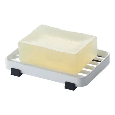 Yamazaki Home Soap Tray - Steel Holder Dish For Sink, Steel, Water Resistant, No Assembly Req. In White