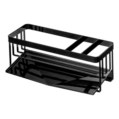 Yamazaki Home Sponge And Bottle Holder, Steel, Water Resistant, No Assembly In Black