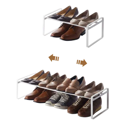 Yamazaki Home Stackable Shoe Rack, Steel, Holds Up To 4 Pairs Of Shoes Per Shelf, Supports 6.6 Pounds, Expandable,