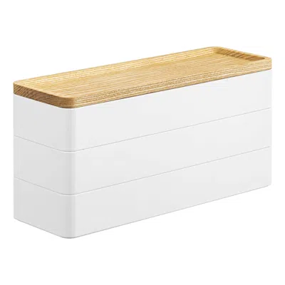 Yamazaki Home Stacking Accessories Or Watches Case - Two Styles, Plastic + Wood, Accessories, Sliding Divider, No 