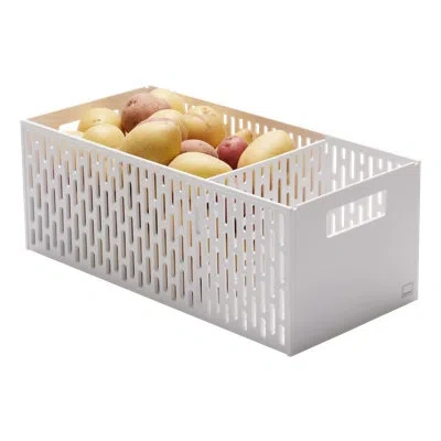 Yamazaki Home Stacking Baskets / Fruit Basket/ Vegetable Basket, Plastic, Handles, Stackable In White