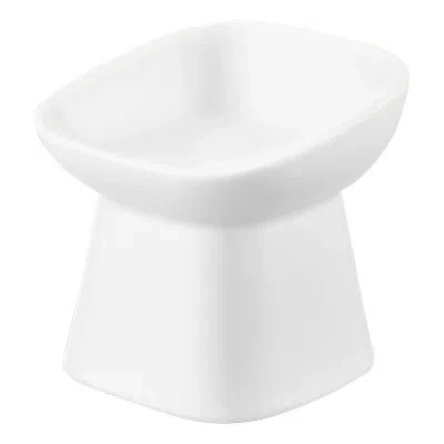 Yamazaki Home Tilted Pet Food Bowl, Ceramic, 6.7oz In White