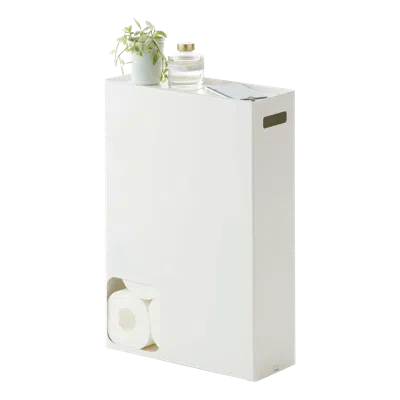 Yamazaki Home Toilet Paper Stocker, Steel, Holds 8-12 Toilet Paper Rolls, Supports 4.4 Pounds, Handles, Lid, No As
