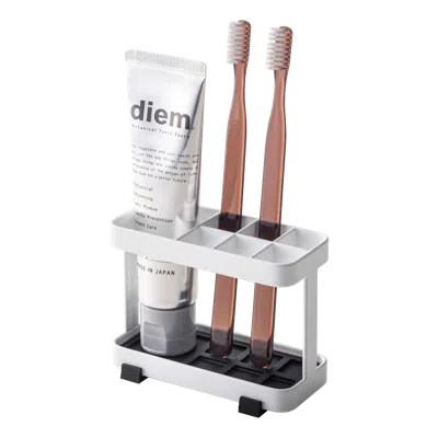 Yamazaki Home Toothbrush + Toothpaste Stand, Steel, Water Resistant, No Assembly