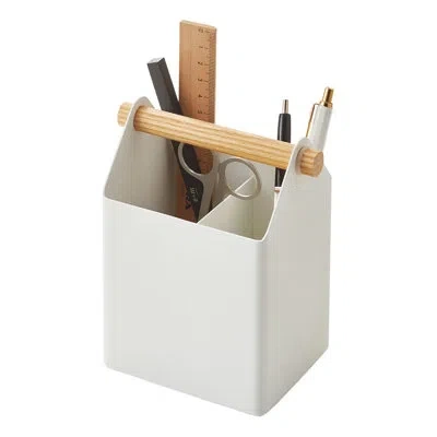 Yamazaki Home Tosca  Pen Stand Organizer, Stationary Holder For Office & School Supplies In Brown;white