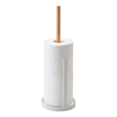 Yamazaki Home Tosca  Toilet Paper Stand, Bathroom Organizer, Steel + Wood, Holds 3 Toilet Paper Rolls In White