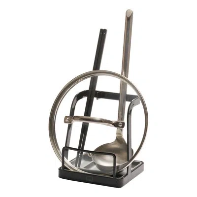 Yamazaki Home Tower Lid & Ladle Stand - Large, Kitchen Stand For Utensils, Lids, And Cookbooks, Heat-resistant Kit In Black