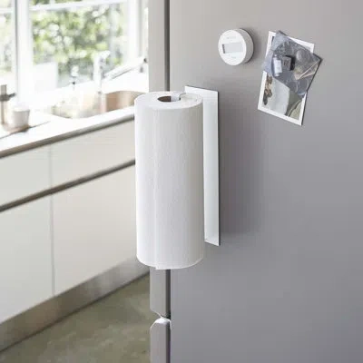 Yamazaki Home Tower Magnetic Wall Mounted Paper Towel Holder In White