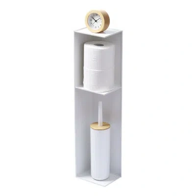 Yamazaki Home Tower Slim Bathroom Storage, Toilet Paper Stocker - Steel - In White