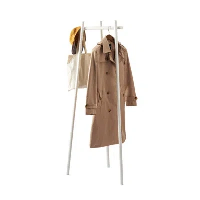 Yamazaki Home Tower Tri-post Coat Rack – Freestanding Steel Coat Tree With Side Pegs, 3-leg Standing Coat Hanger F In White
