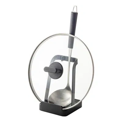 Yamazaki Home Tower  Ladle Holder, Lid Stand For Utensils In Kitchen, Steel, Water Resistant In Black