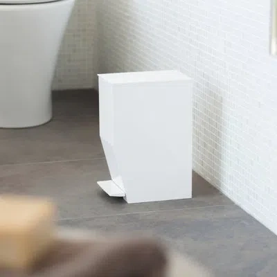 Yamazaki Home Tower  Plastic 1 Gallon Step-on Waste Basket In White
