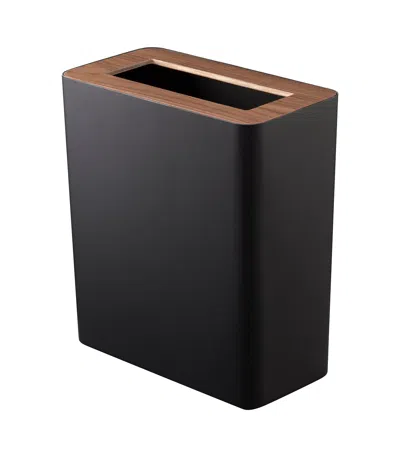 Yamazaki Home Trash Can - Two Styles, Steel + Wood, Rectangle, 2.5 Gallons, 10 Liters, Conceals Trash Liners, Lid,